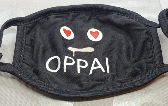 Black Dust Mask Written "Oppai!"